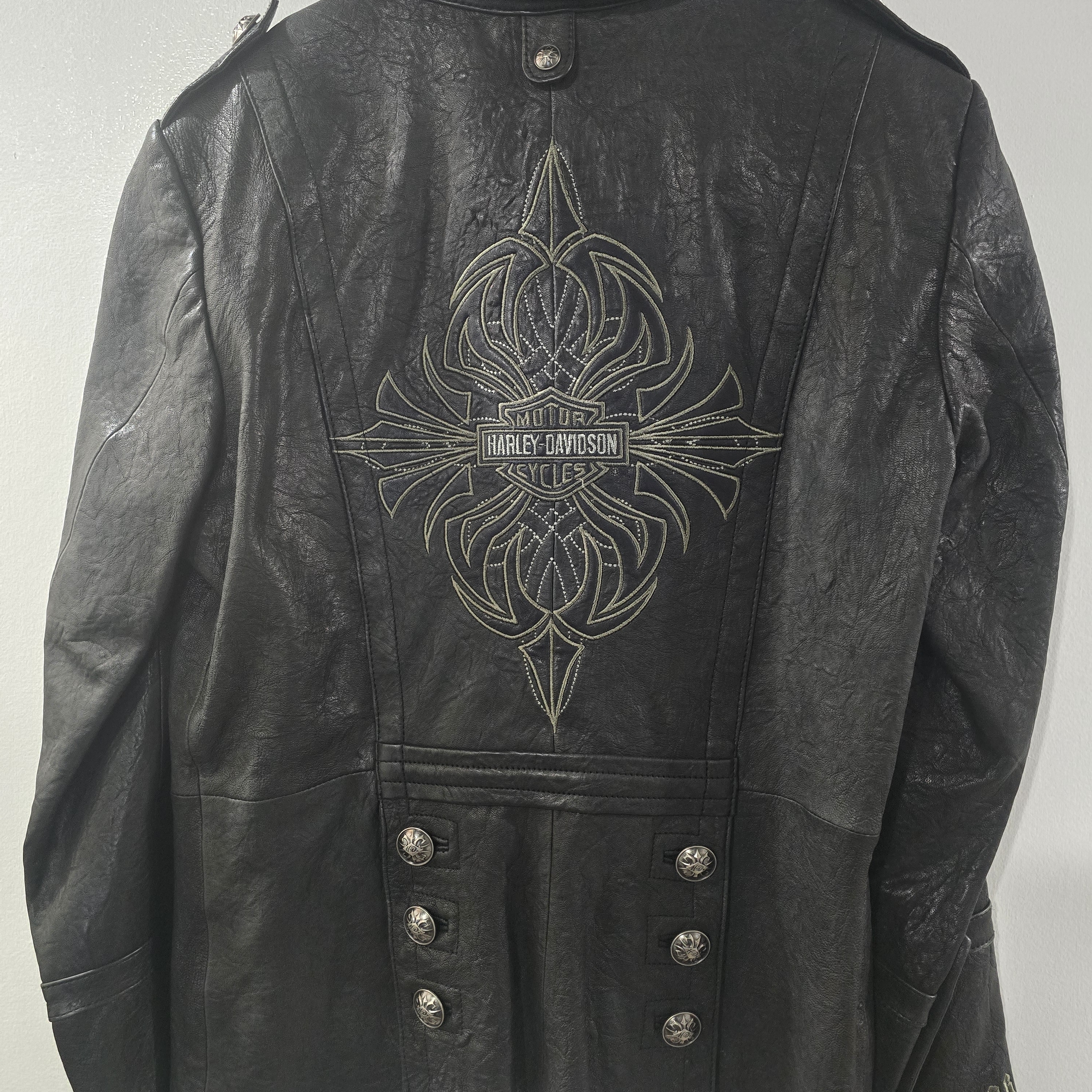 Harley-Davidson Women's Black Leather Jacket With Silver Embroidery